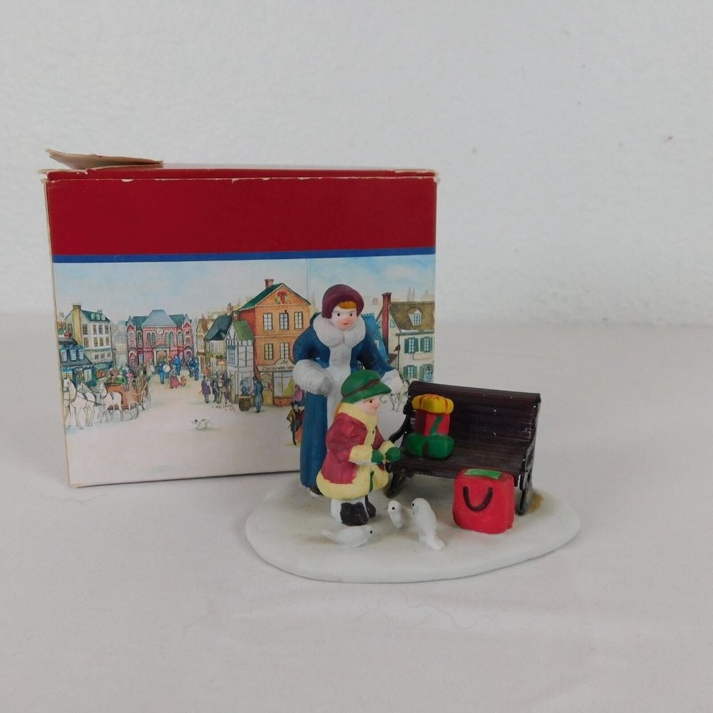 Lemax Porcelain Feeding Birds Village Collection Accessories 1995 Figurine FLAW